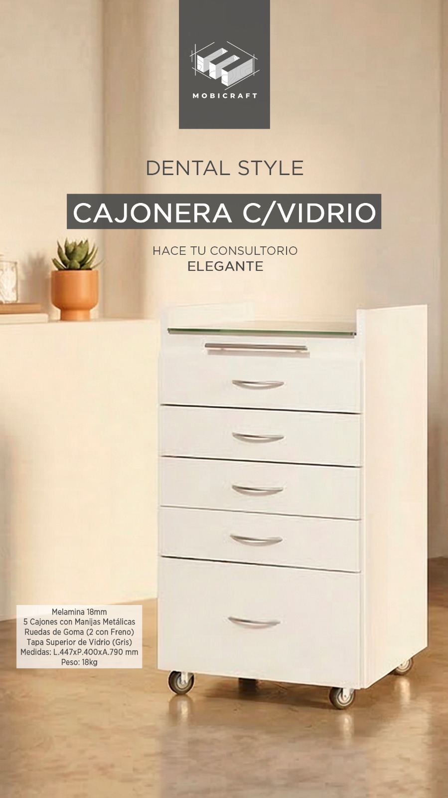 CAJONERA CON VIDRIO